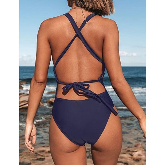 Cupshe My Destiny Cross One-Piece Swimsuit S - Picture 3 of 5